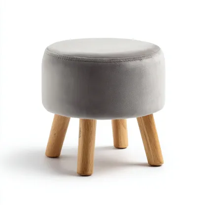 Pouf Velluto 30x30x42 cm - Grigio chiaro-legno - Design moderno-Shelteroli
