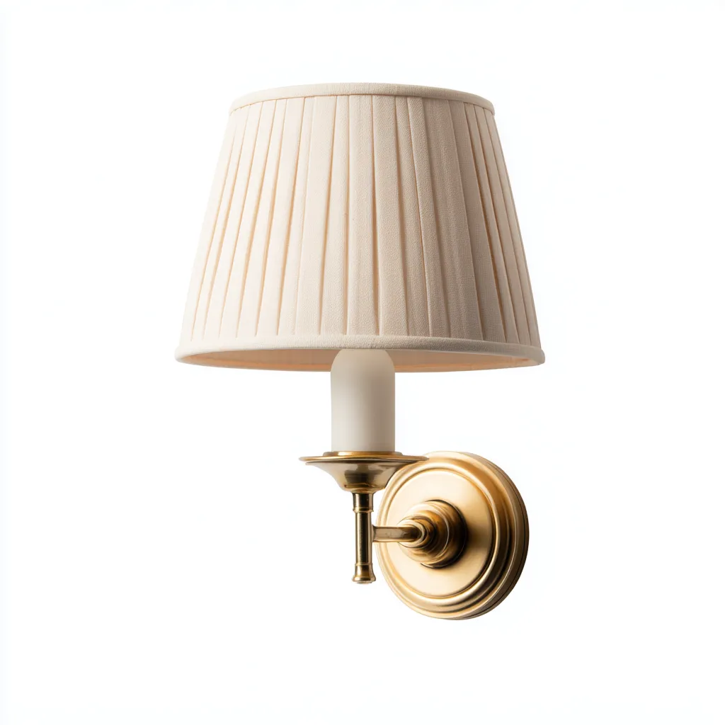 Applique in metallo con paralume in tessuto 18x15x28 cm - oro-beige - stile classico-Shelteroli