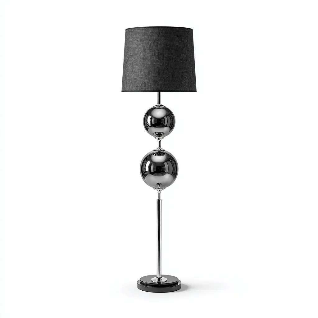 Lampada da terra Metallo-tessuto 35x35x175 cm - Nero-Argento - Design elegante-Shelteroli