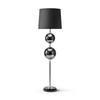 Lampada da terra Metallo-tessuto 35x35x175 cm - Nero-Argento - Design elegante-Shelteroli