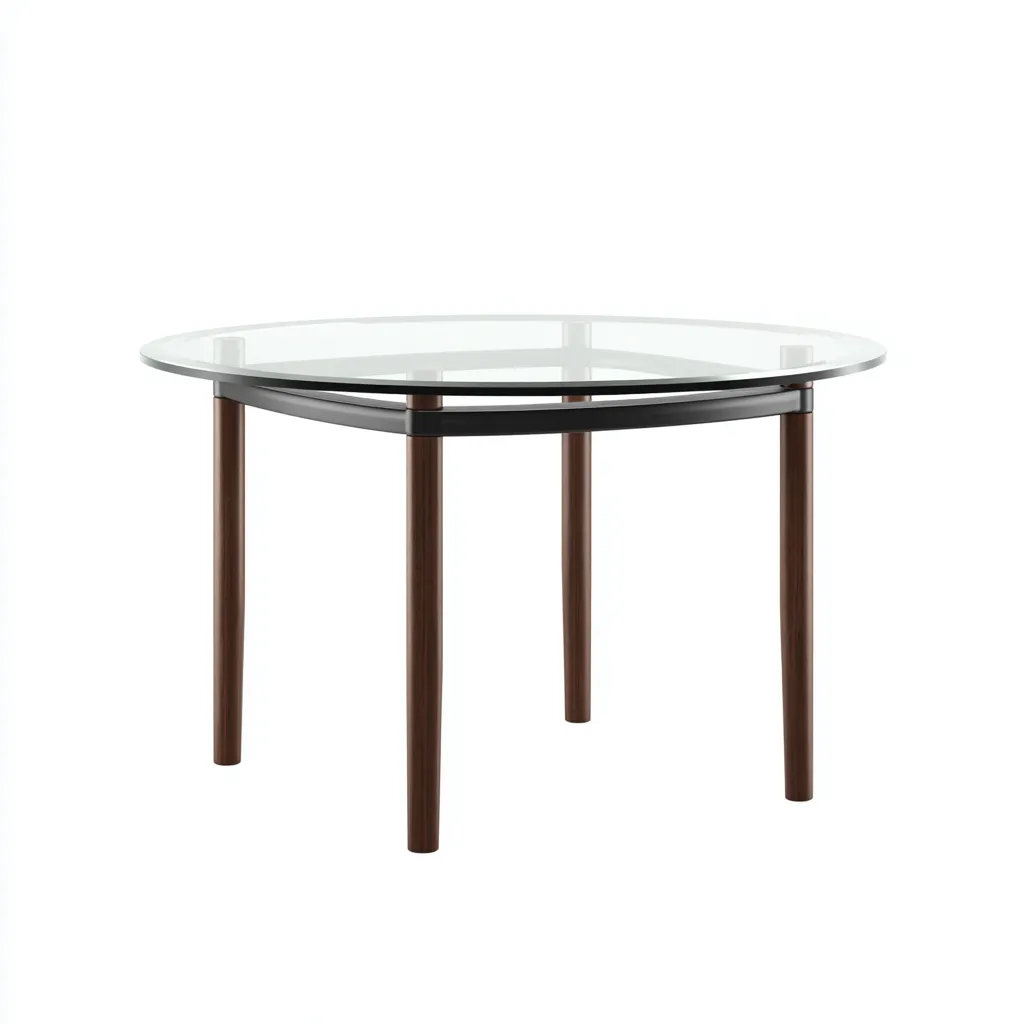 Tavolo da pranzo vetro temperato 105x105x74 cm - trasparente-marrone - stile moderno-Shelteroli