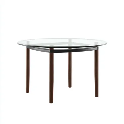 Tavolo da pranzo vetro temperato 105x105x74 cm - trasparente-marrone - stile moderno-Shelteroli