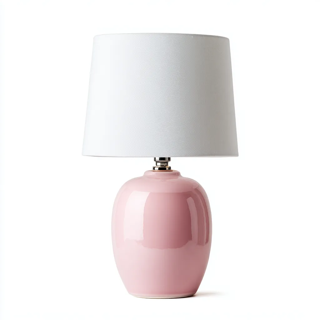 Lampada da tavolo Ceramica-tessuto 24x24x40 cm - Rosa-Bianco - Design moderno-Shelteroli