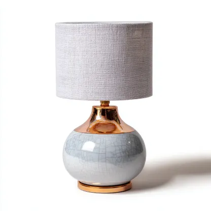 Lampada da tavolo Ceramica-metallo 26x26x42 cm - Grigio-Rame - Design moderno-Shelteroli