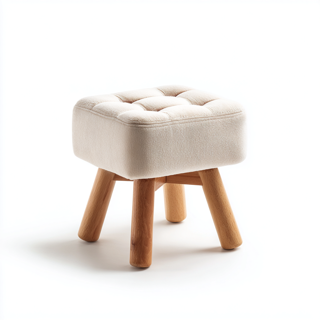 Pouf Tessuto 26x26x34 cm - Beige-legno - Design moderno-Shelteroli