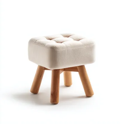 Pouf Tessuto 26x26x34 cm - Beige-legno - Design moderno-Shelteroli