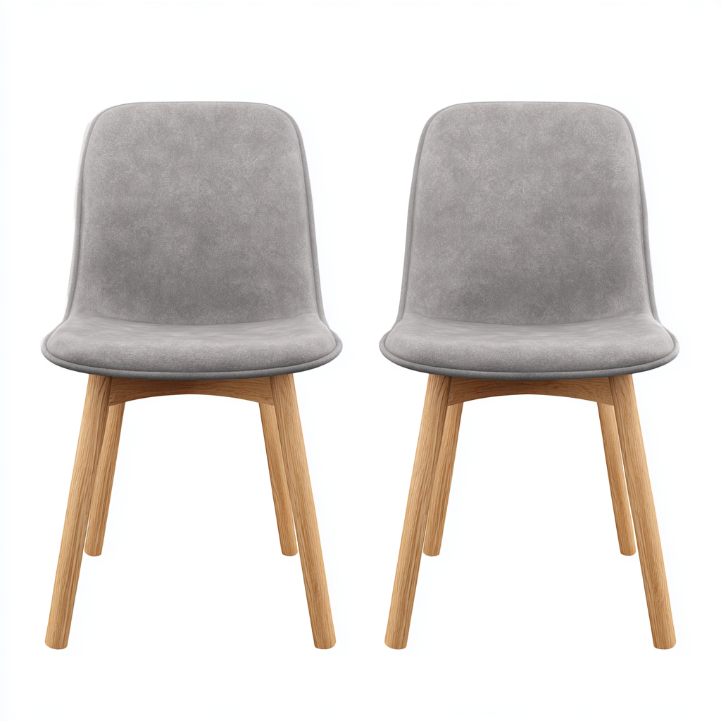 Set di 2 sedie da pranzo in tessuto 58x50x82 cm - grigio-legno chiaro - stile moderno-Shelteroli