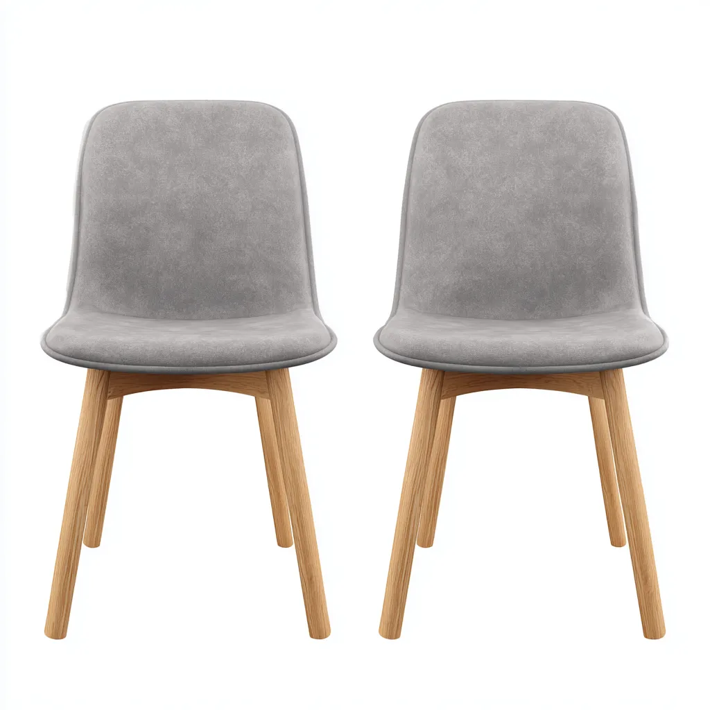 Set di 2 sedie da pranzo in tessuto 58x50x82 cm - grigio-legno chiaro - stile moderno-Shelteroli