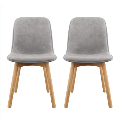 Set di 2 sedie da pranzo in tessuto 58x50x82 cm - grigio-legno chiaro - stile moderno-Shelteroli