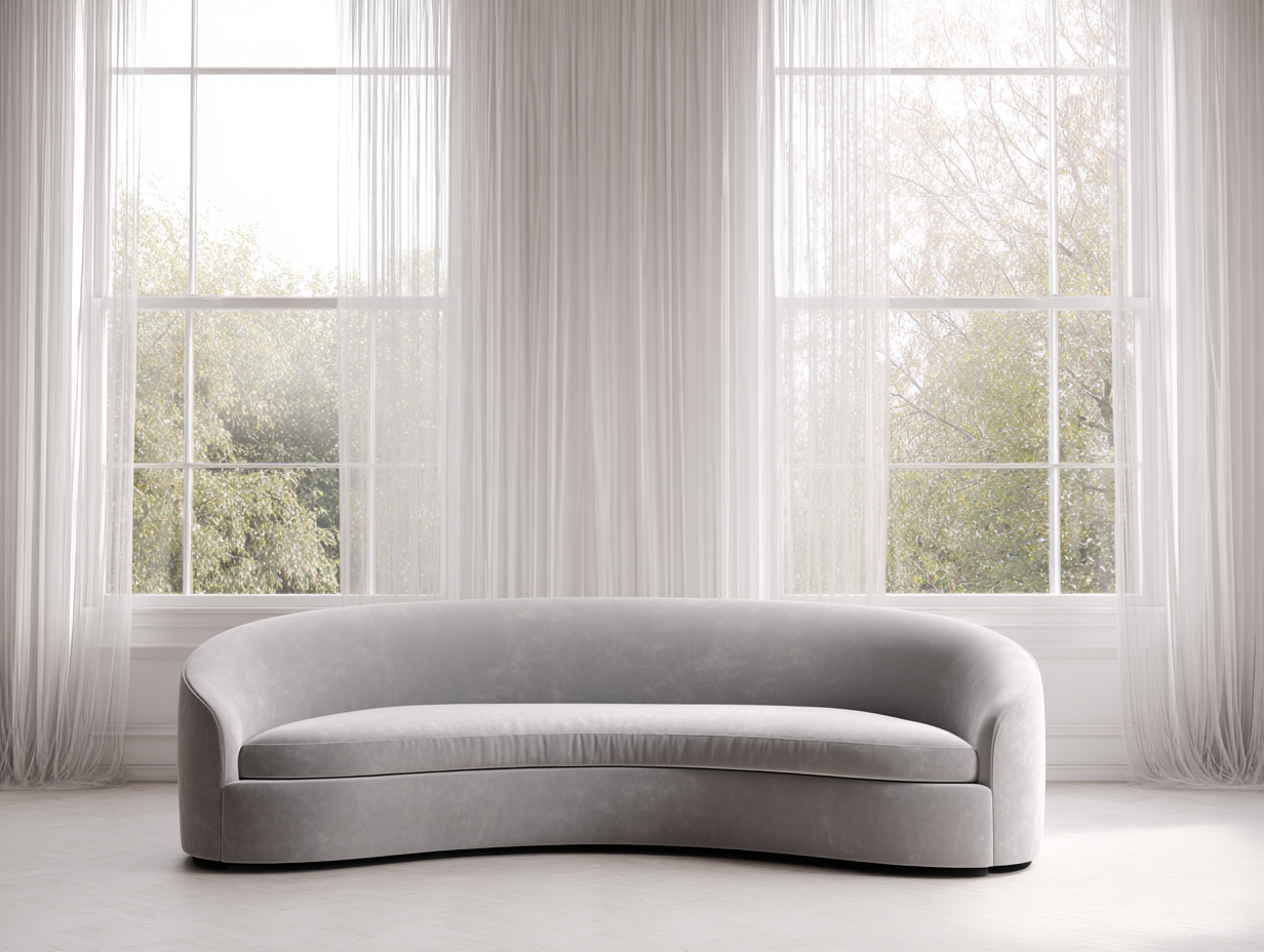 Sofá 3 plazas tapizado en tela 260x95x78 cm - gris claro - para sala de estar - diseño curvo moderno-Dwellingare