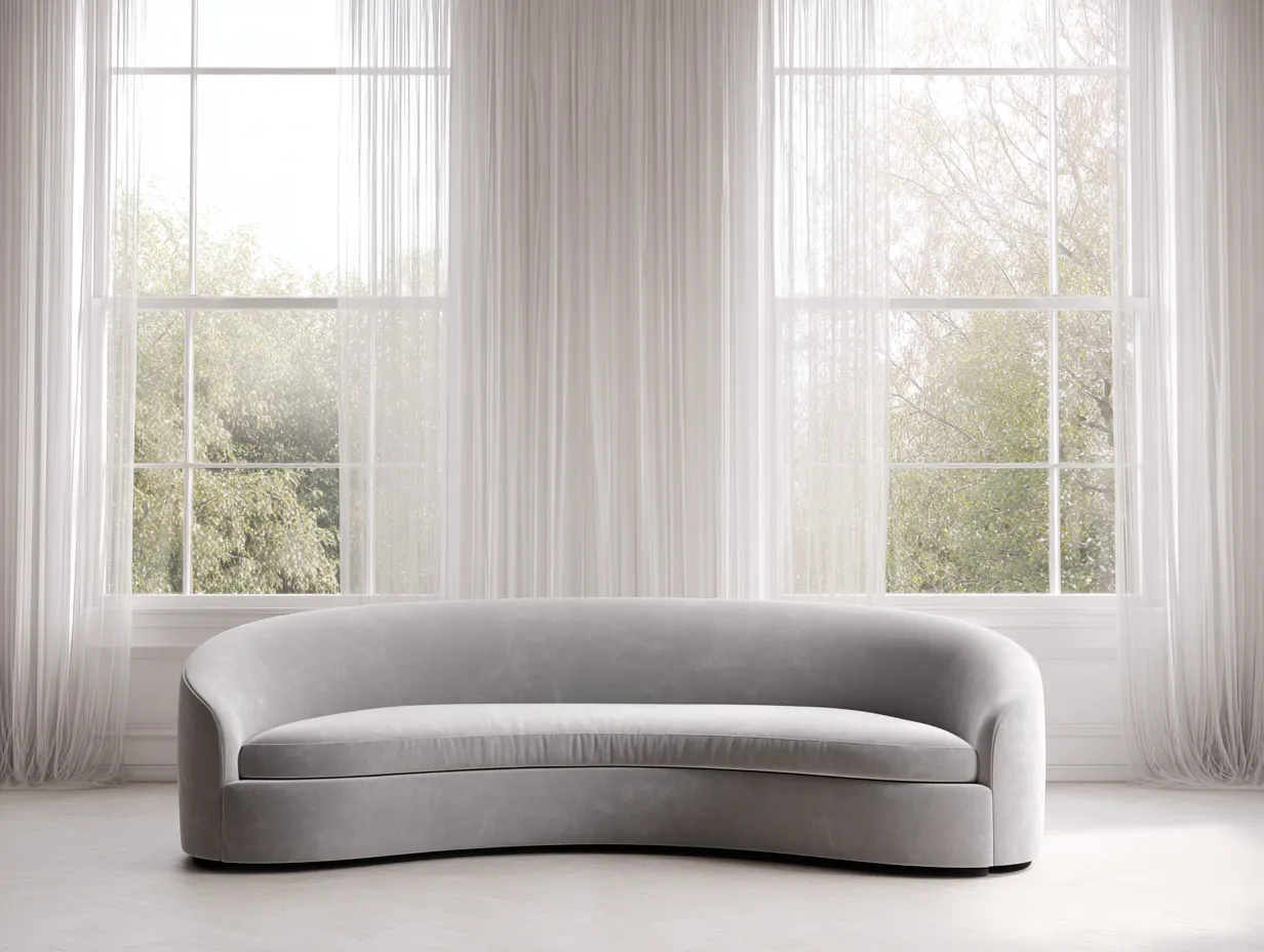 Sofá 3 plazas tapizado en tela 260x95x78 cm - gris claro - para sala de estar - diseño curvo moderno-Dwellingare