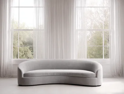 Sofá 3 plazas tapizado en tela 260x95x78 cm - gris claro - para sala de estar - diseño curvo moderno-Dwellingare