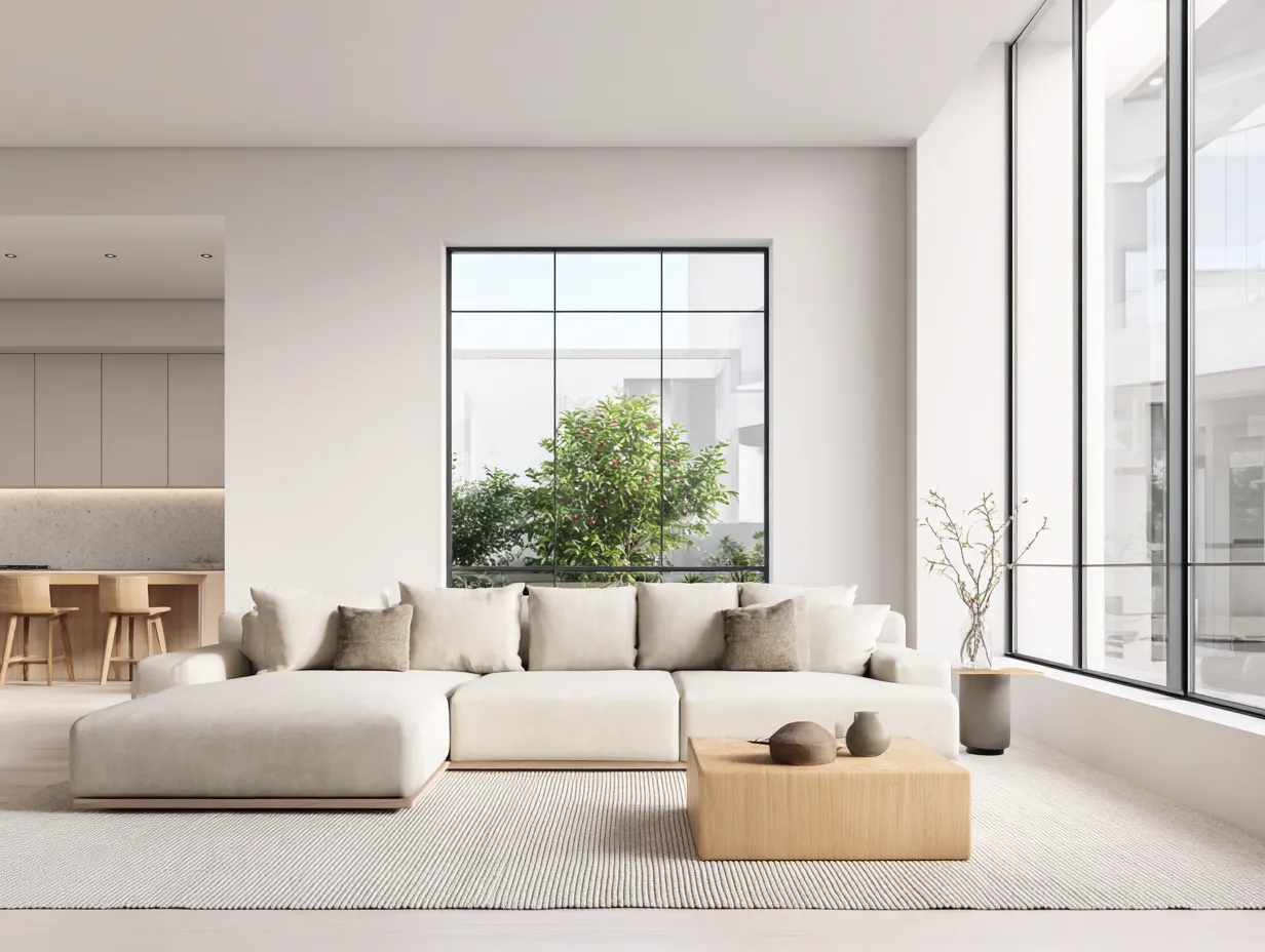 Sofá rinconera tapizado en tela 320x180x85 cm - beige - adecuado para salón - diseño moderno-Dwellingare