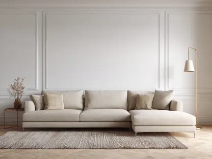 Sofá rinconera tapizado en tela 300x165x85 cm - beige - adecuado para salón - diseño moderno-Dwellingare