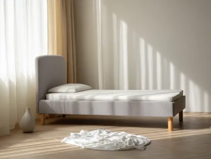 Cama individual tapizada en tela 200x90x95 cm - gris claro - adecuada para dormitorio - diseño moderno-Dwellingare