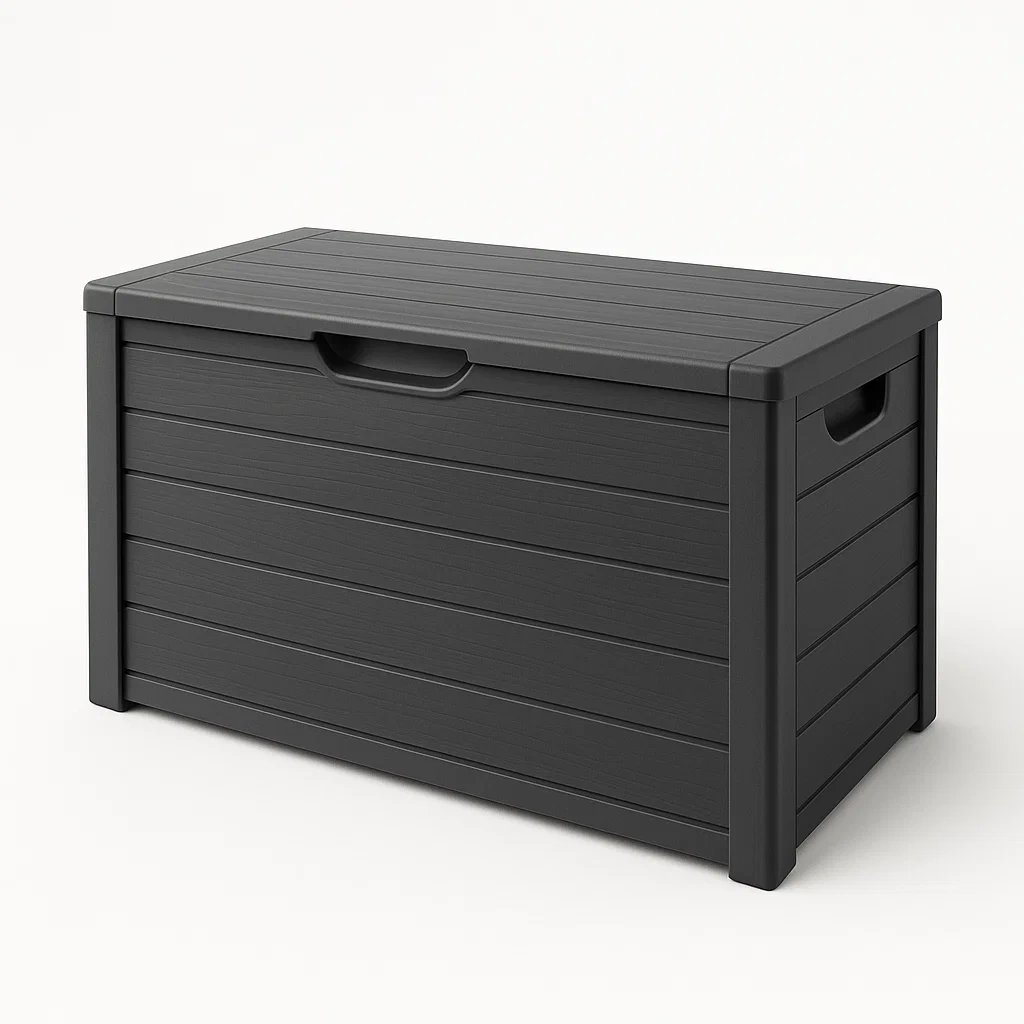 Baule da giardino rettangolare in Plastica Nera 117x45x57 cm-FURNPALO