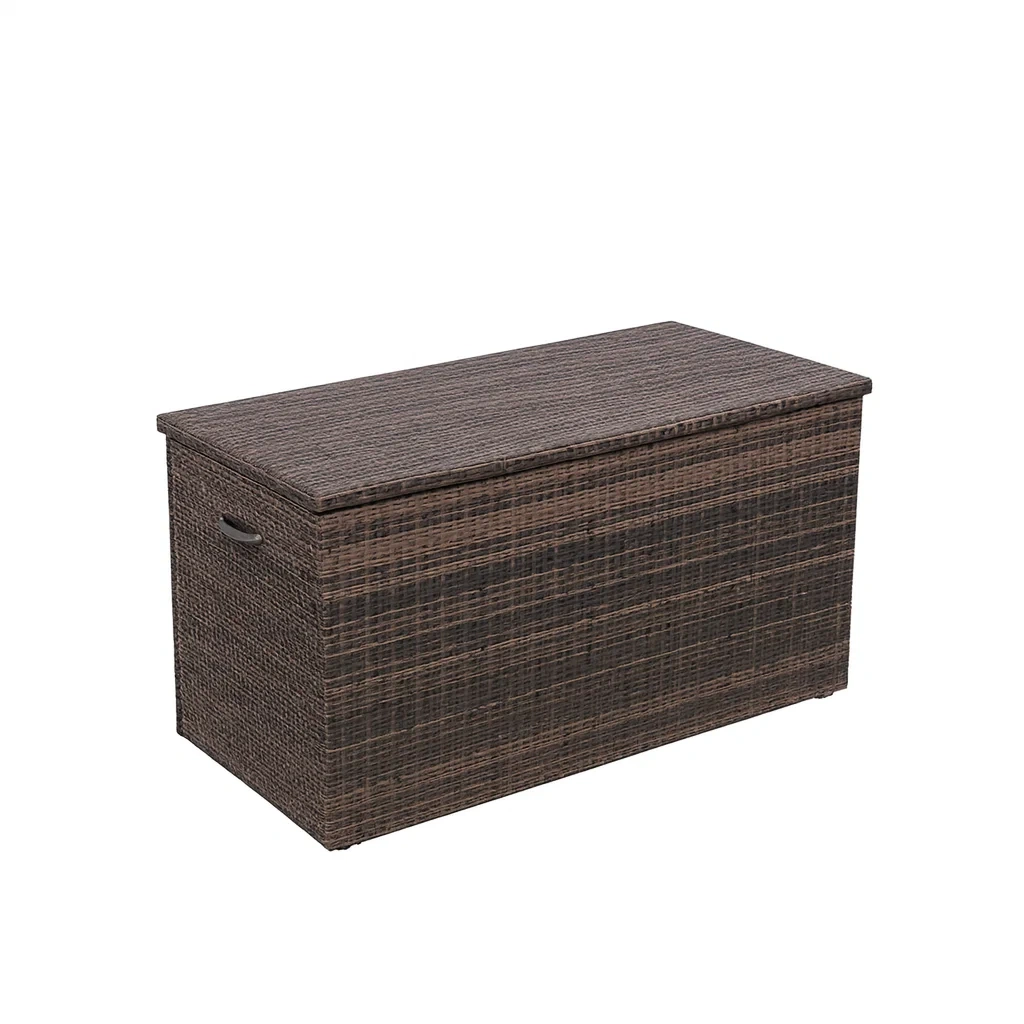 Baule da giardino in Rattan Sintetico Marrone-FURNPALO