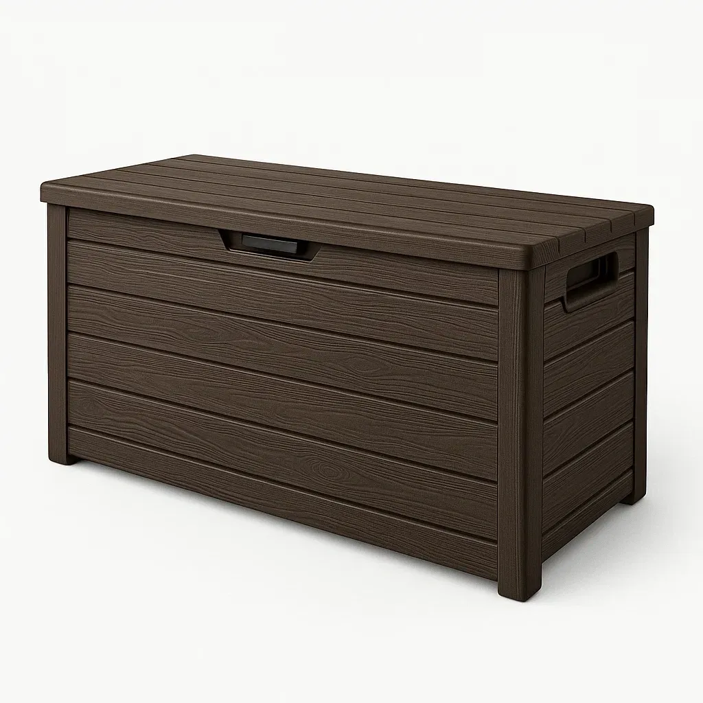 Baule da giardino in Plastica Marrone Rettangolare 118x45x57 cm-FURNPALO