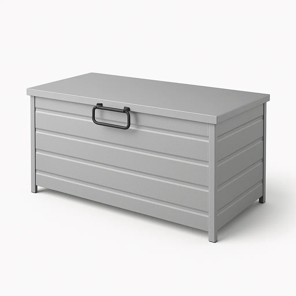 Baule da giardino rettangolare in Metallo Grigio-FURNPALO
