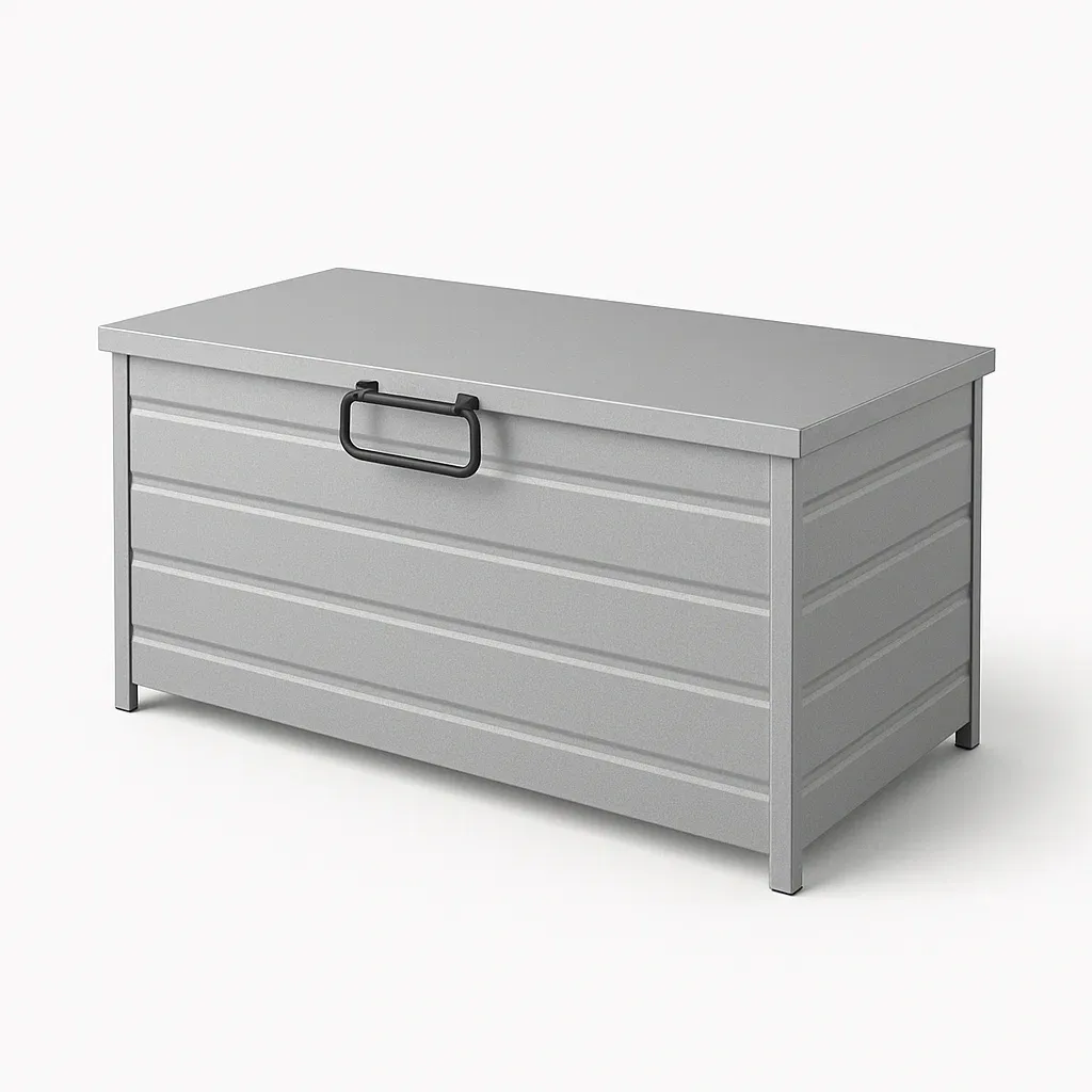 Baule da giardino rettangolare in Metallo Grigio-FURNPALO