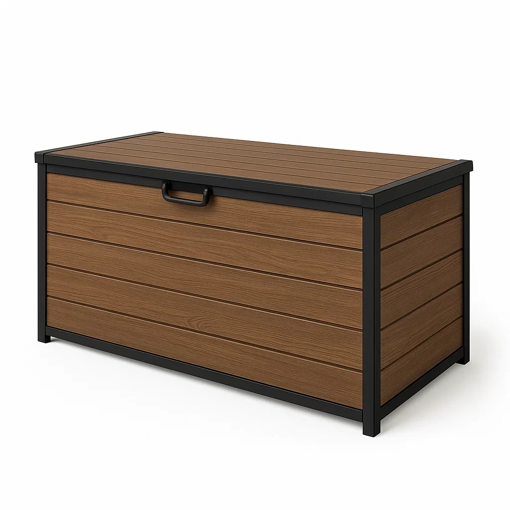 Baule da giardino in Alluminio e PVC Marrone 120x60x60 cm-FURNPALO
