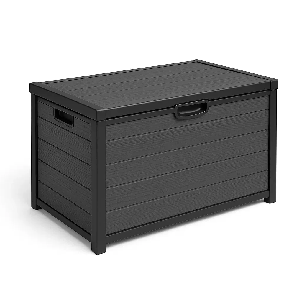 Baule da giardino portaoggetti in Resina Nera-FURNPALO