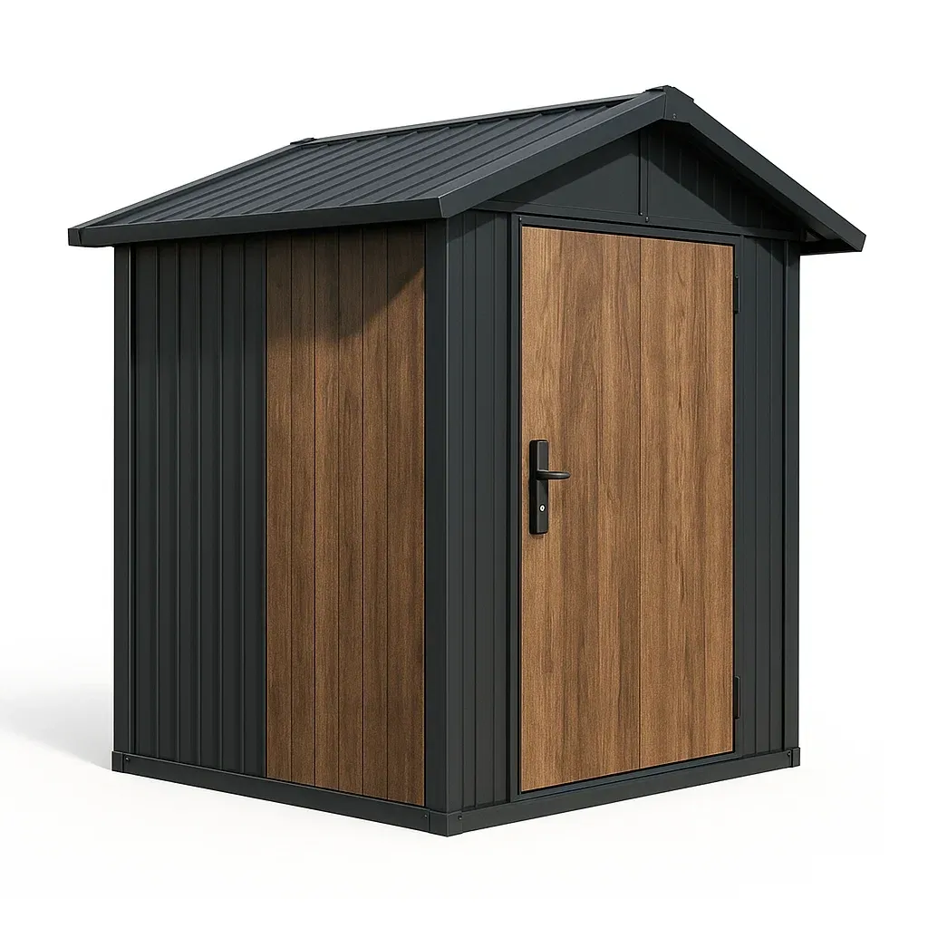 Casetta da giardino in Acciaio Nero con Effetto Legno-FURNPALO