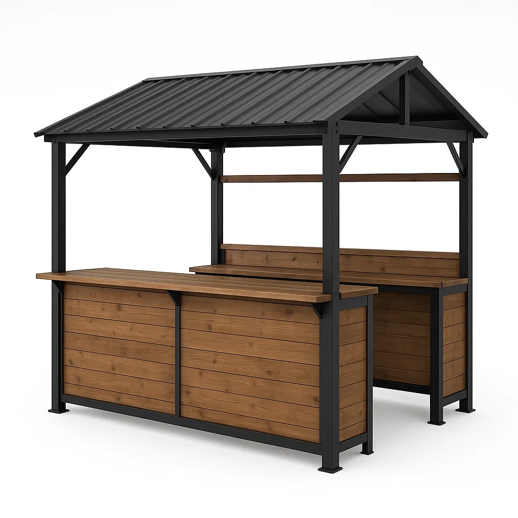 Bar da giardino in Metallo e Legno Marrone/Nero-FURNPALO