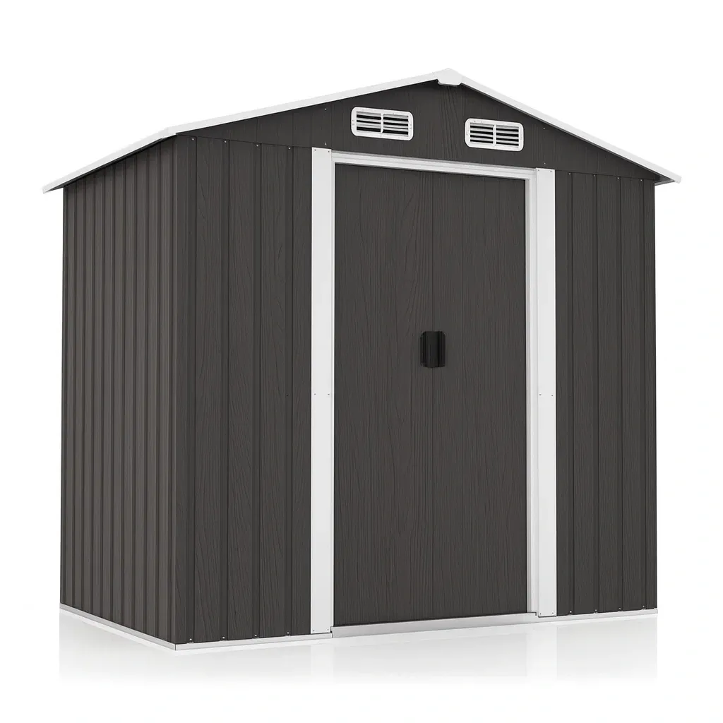 Casetta da giardino in Acciaio Grigio con Porte Scorrevoli-FURNPALO