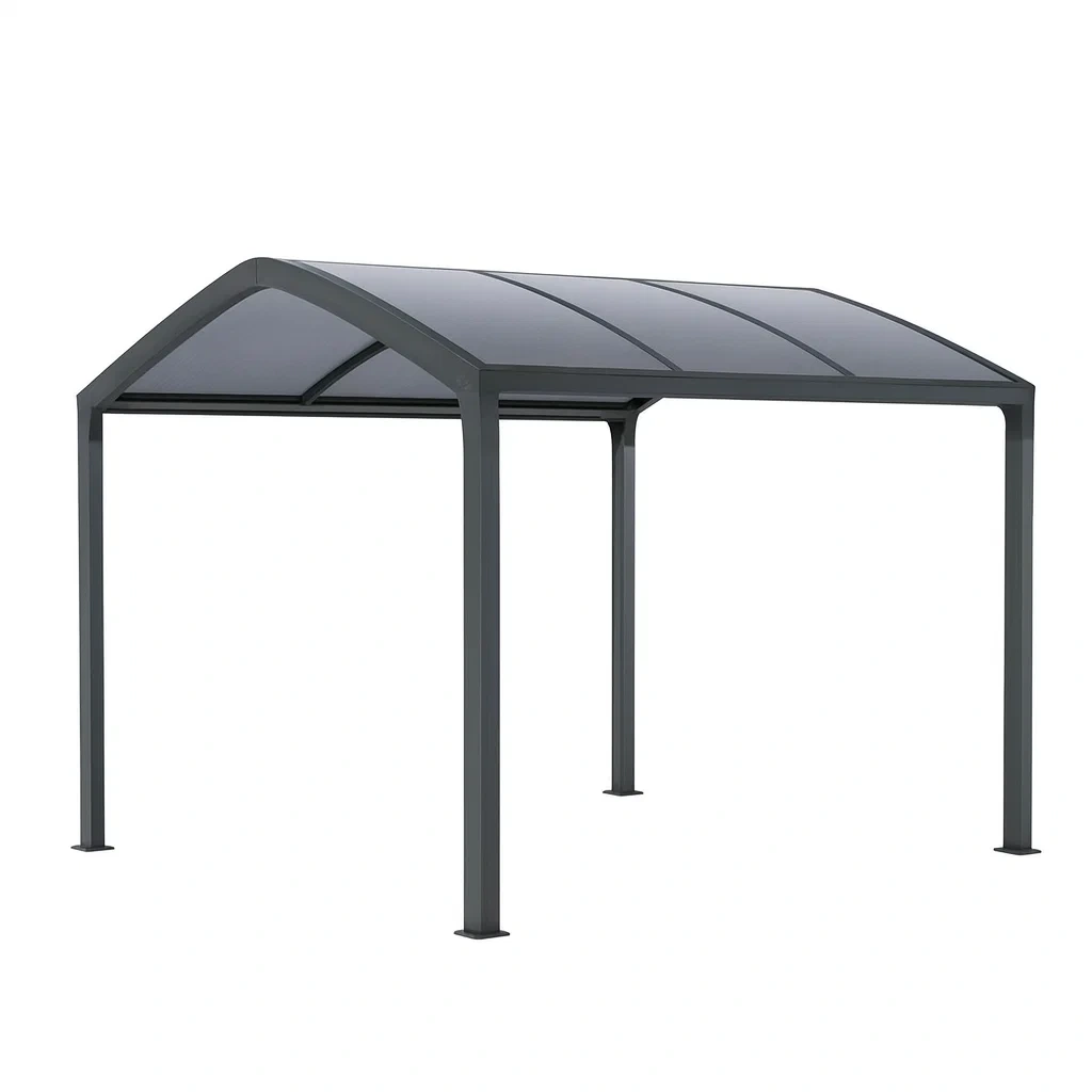 Carport in Alluminio Grigio con Copertura in Policarbonato-FURNPALO