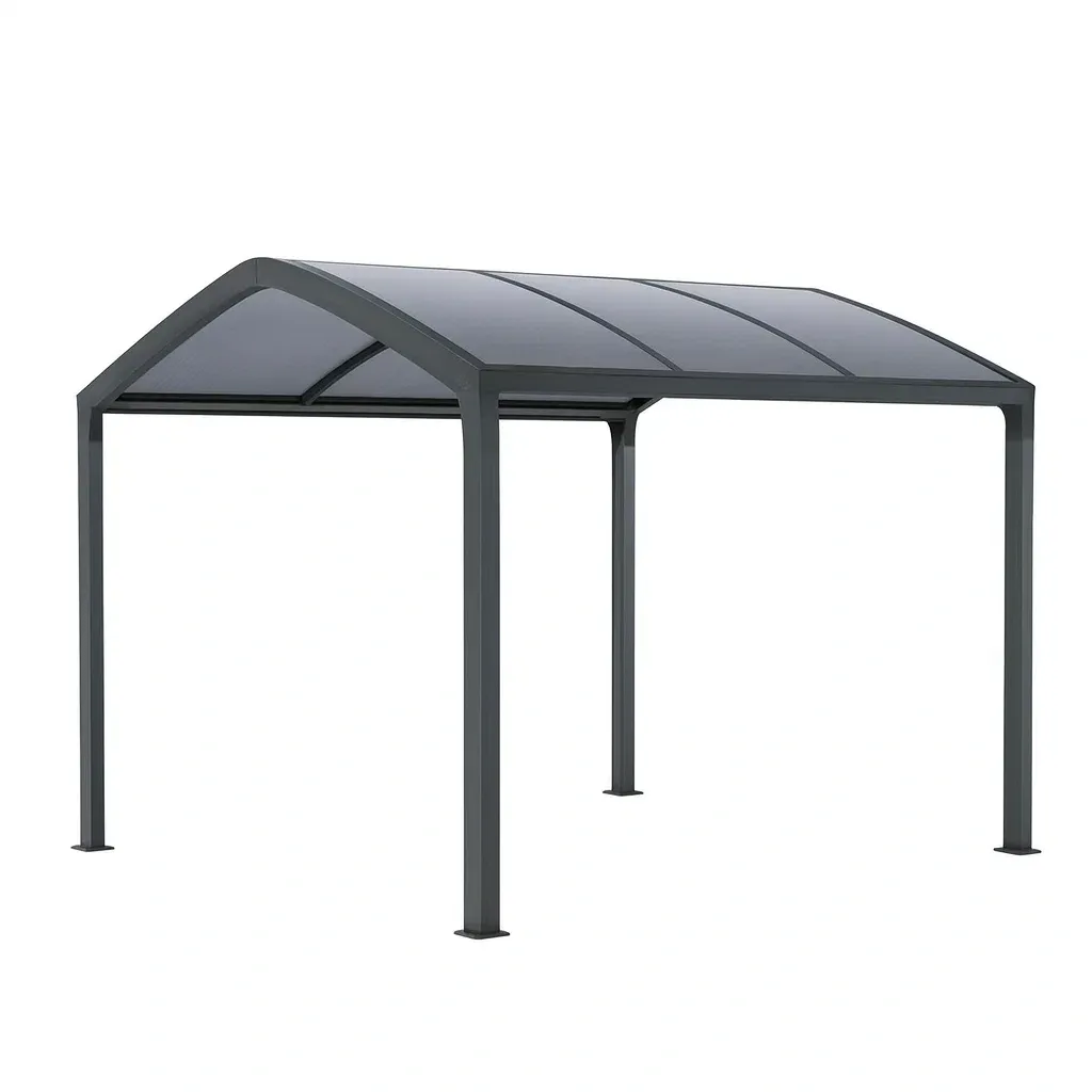 Carport in Alluminio Grigio con Copertura in Policarbonato-FURNPALO