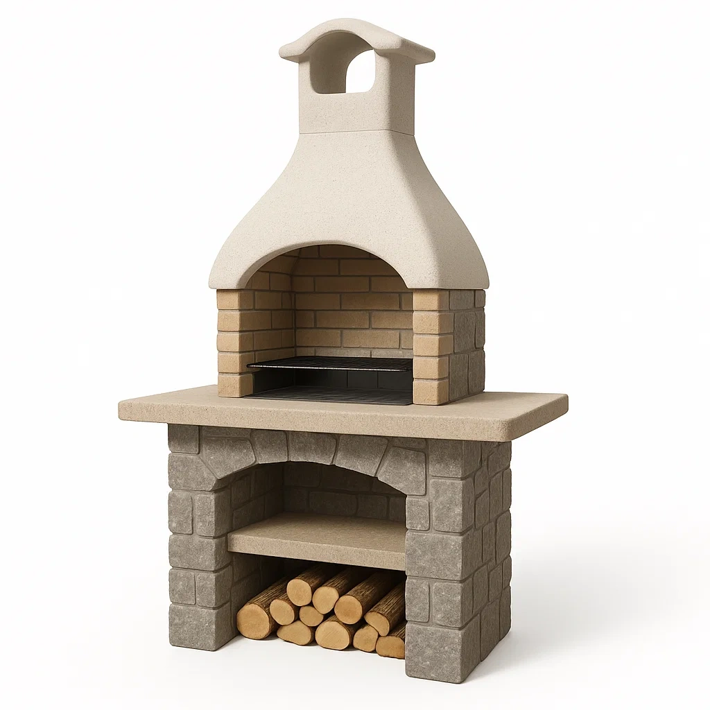 Barbecue da esterno in Cemento e Mattoni Refrattari Beige-FURNPALO