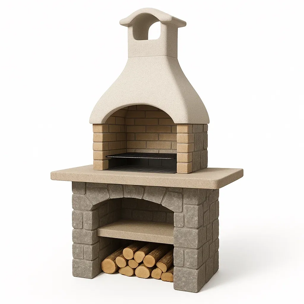 Barbecue da esterno in Cemento e Mattoni Refrattari Beige-FURNPALO