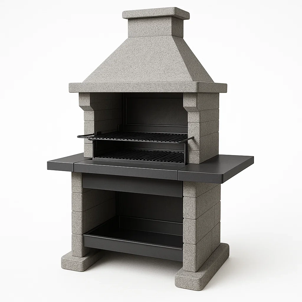 Barbecue da esterno in Cemento e Acciaio Grigio-FURNPALO