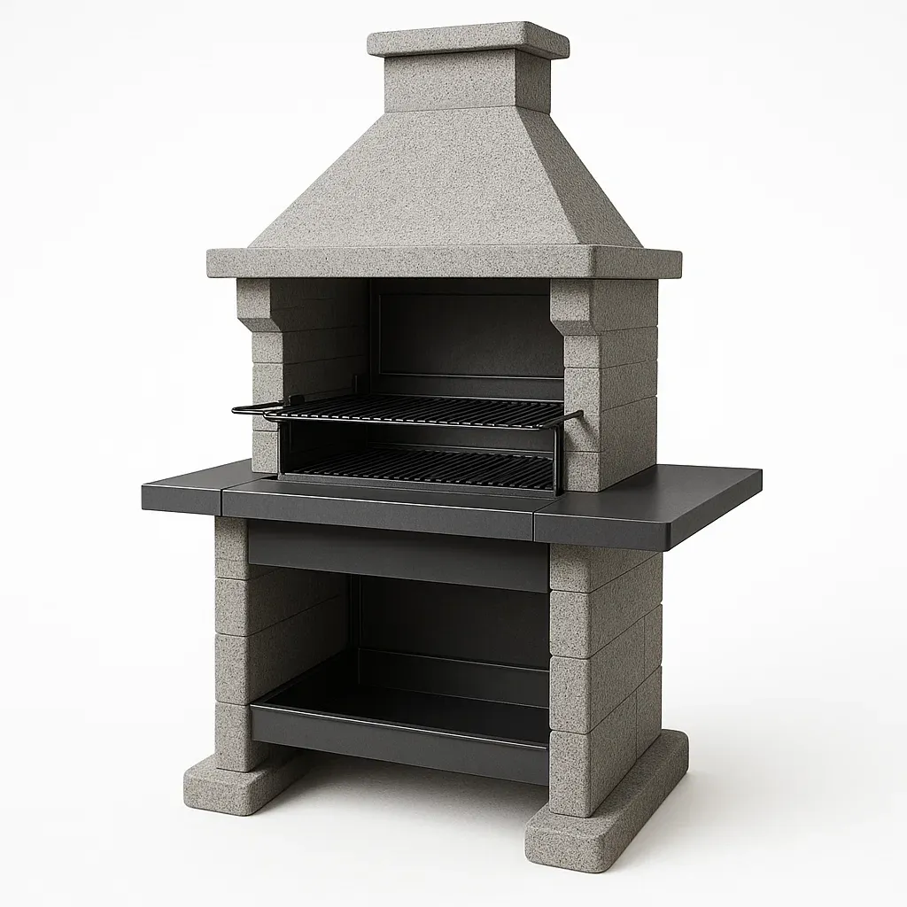 Barbecue da esterno in Cemento e Acciaio Grigio-FURNPALO