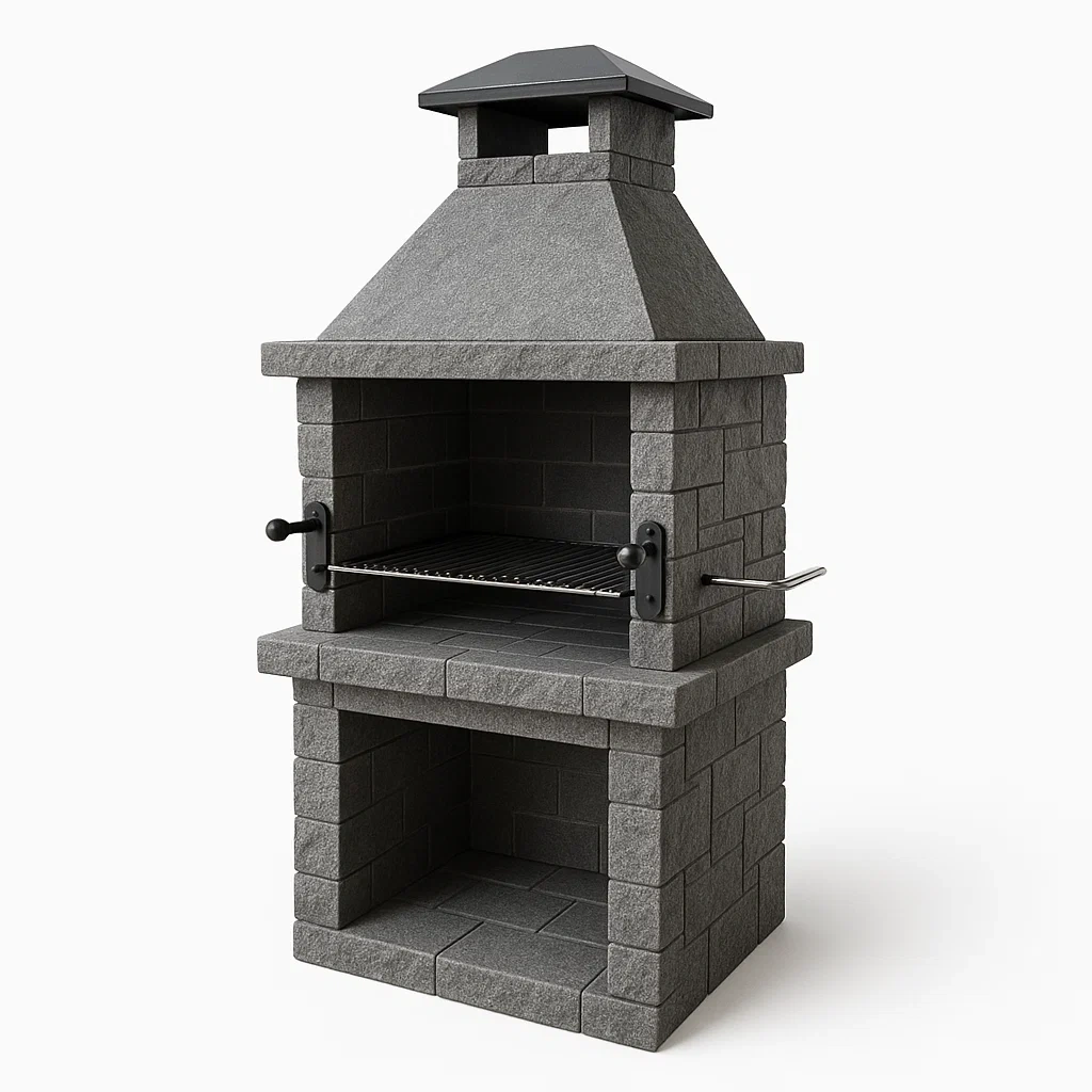 Barbecue da esterno in Pietra con Griglia in Acciaio Grigio-FURNPALO