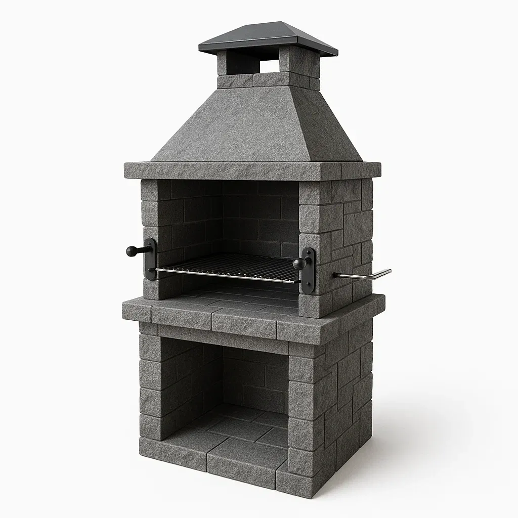 Barbecue da esterno in Pietra con Griglia in Acciaio Grigio-FURNPALO