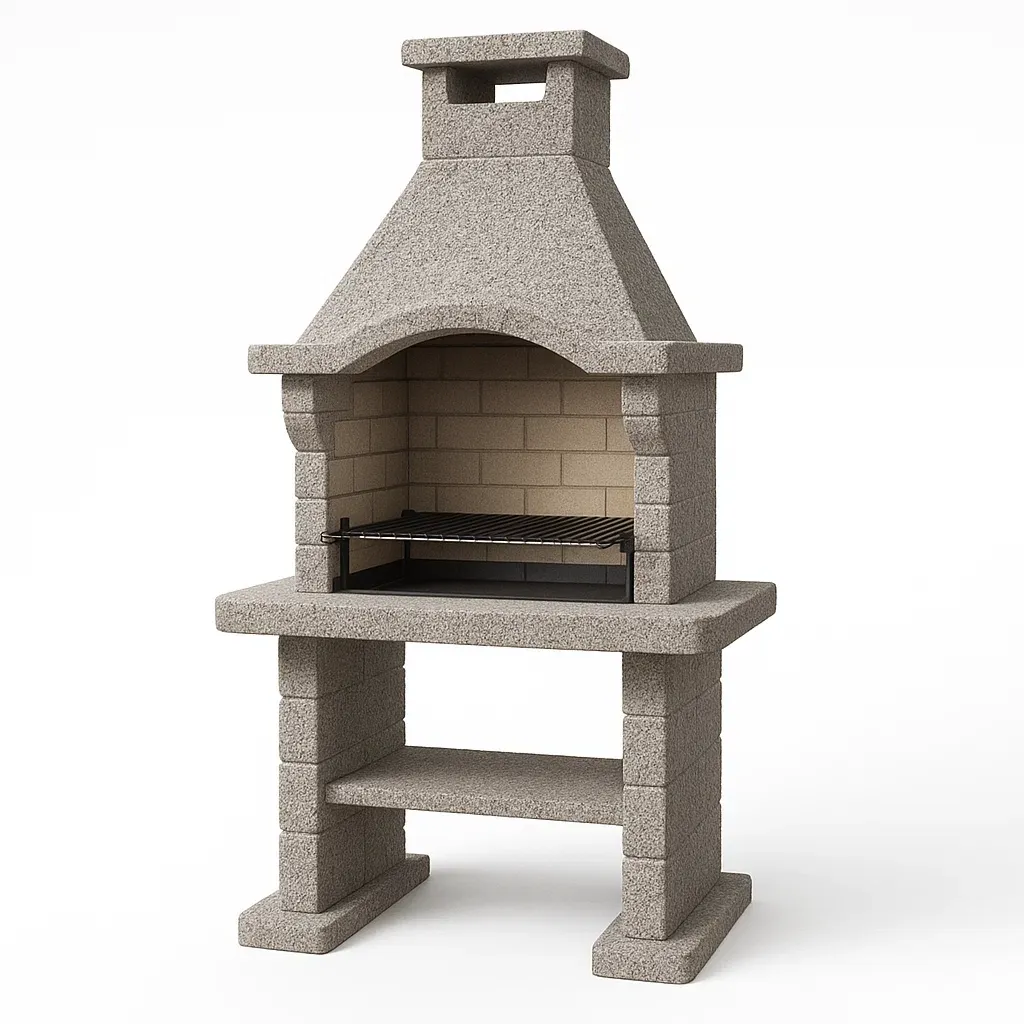 Barbecue da esterno in Cemento e Metallo Grigio-FURNPALO