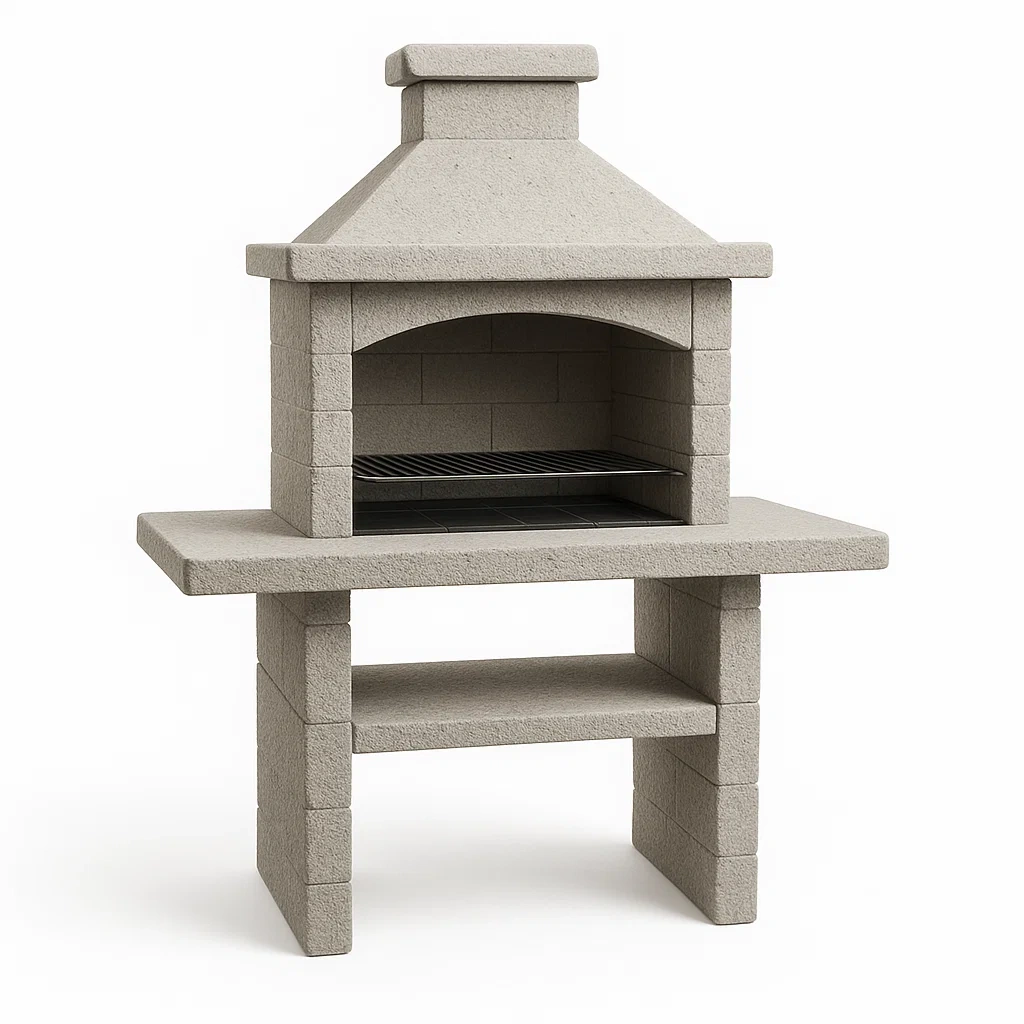 Barbecue da esterno in Cemento Refrattario Grigio con Griglia in Acciaio 100x50x150 cm-FURNPALO