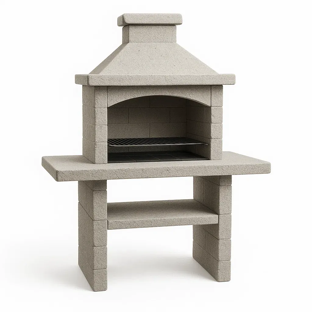 Barbecue da esterno in Cemento Refrattario Grigio con Griglia in Acciaio 100x50x150 cm-FURNPALO