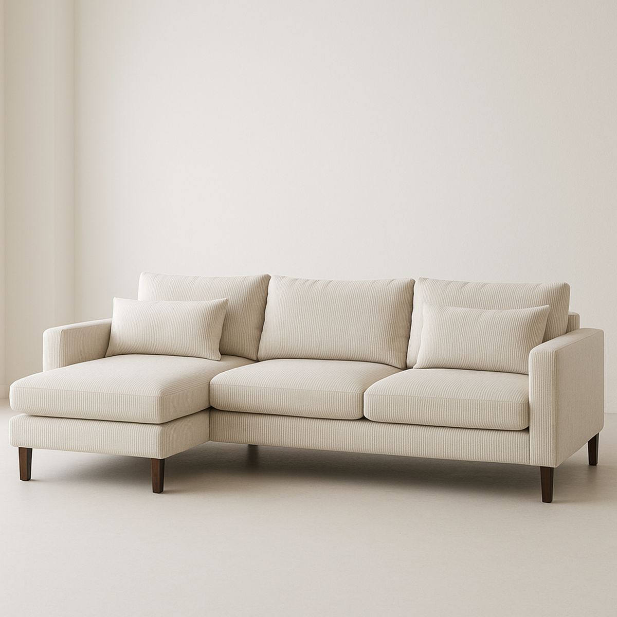 Beige Polyester Sectional Sofa with Chaise-Jurilento
