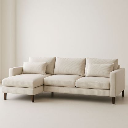 Beige Polyester Sectional Sofa with Chaise-Jurilento