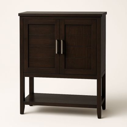 Dark Brown Timber Cabinet with Shelves 80cm x 40cm x 90cm-Jurilento