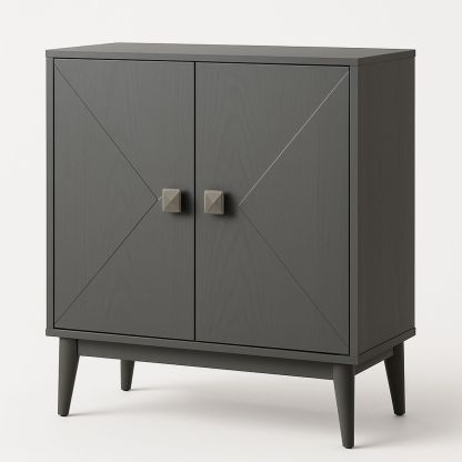 Two-Door Wooden Cabinet Dark Grey-Jurilento
