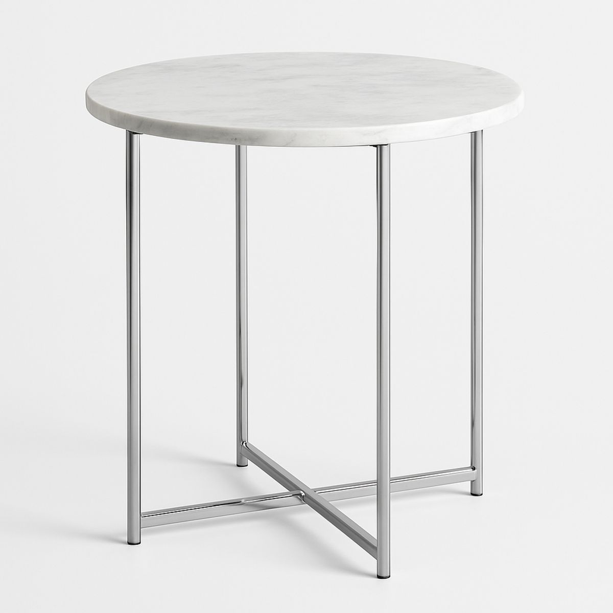 Round Marble Top Side Table with Stainless Steel Legs-Jurilento