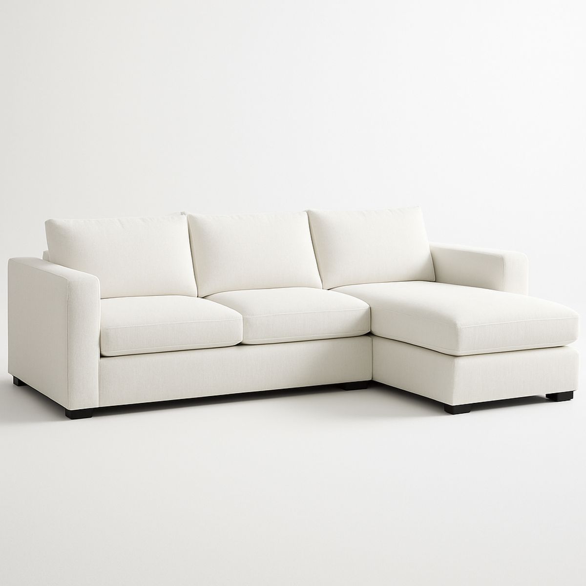 3-Seater Fabric Sectional Sofa with Chaise Cream 200cm x 140cm x 85cm-Jurilento