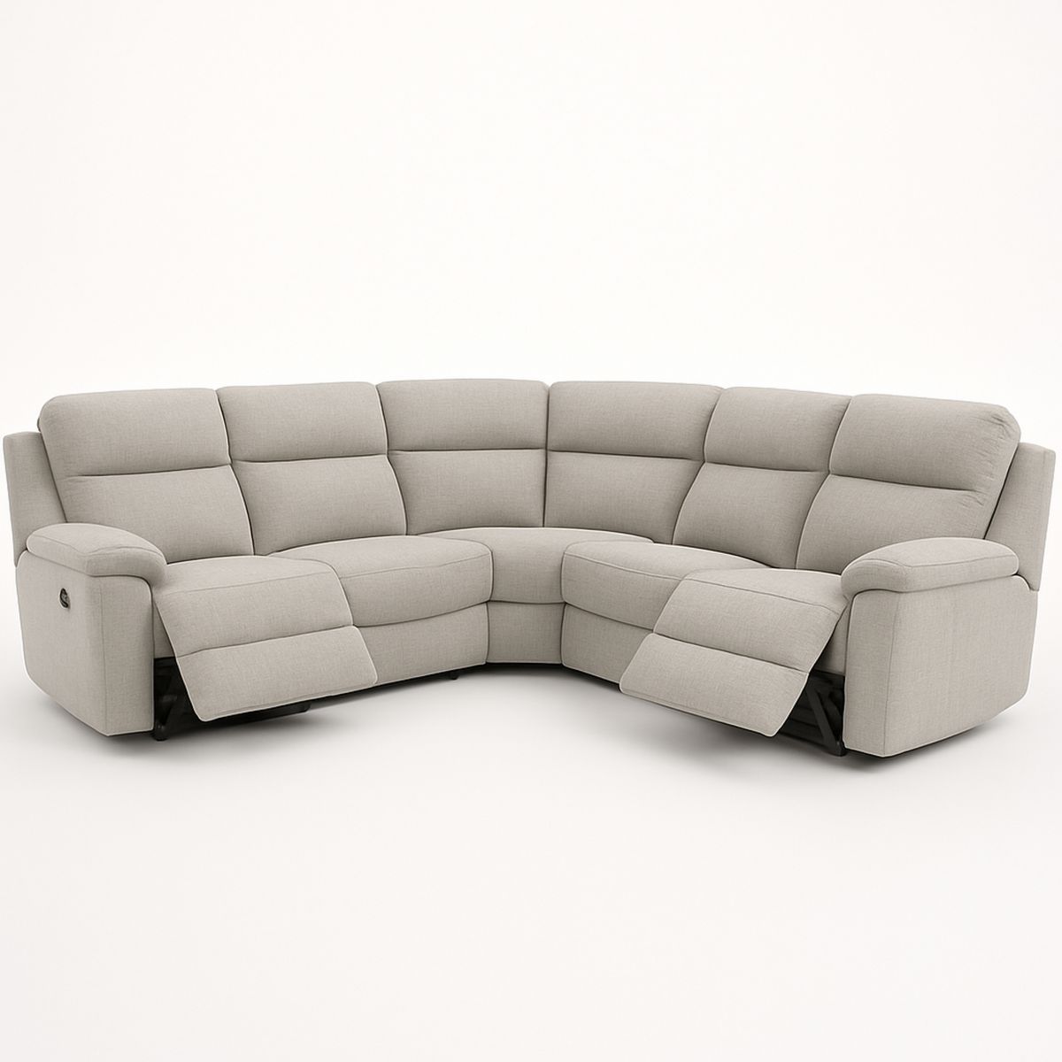 6-Seater Reclining Fabric Corner Sofa Light Grey-Jurilento