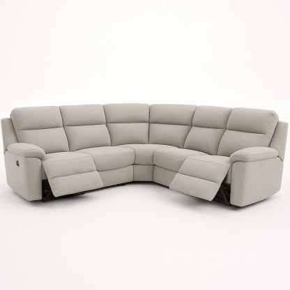 6-Seater Reclining Fabric Corner Sofa Light Grey-Jurilento