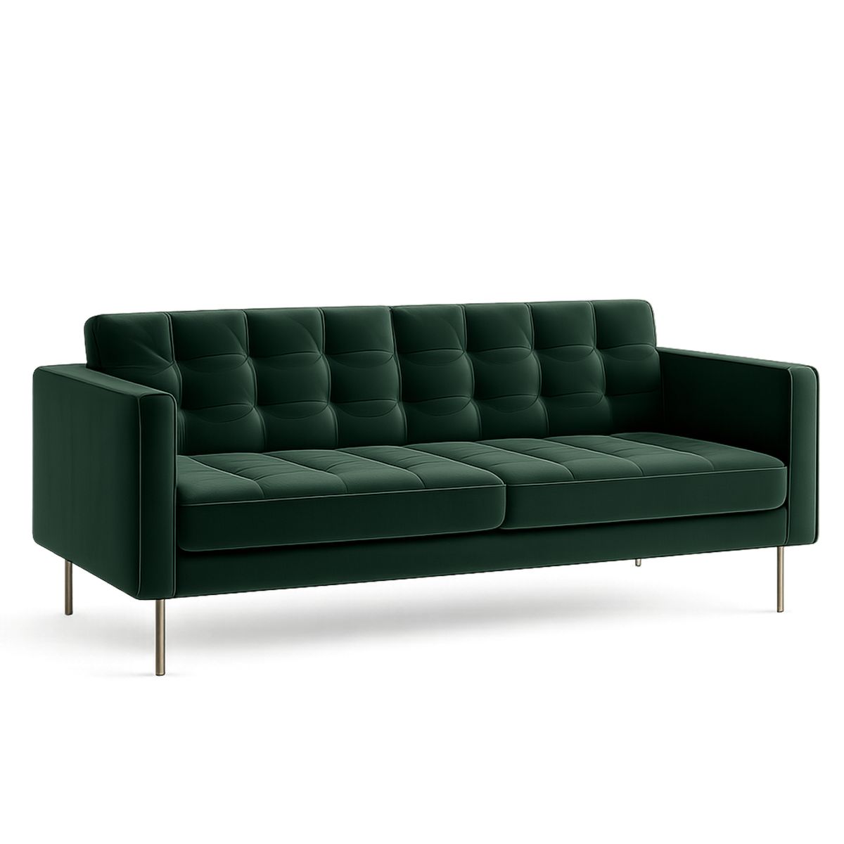 Velvet 3-Seater Sofa Green Metal Frame 210 cm-Jurilento