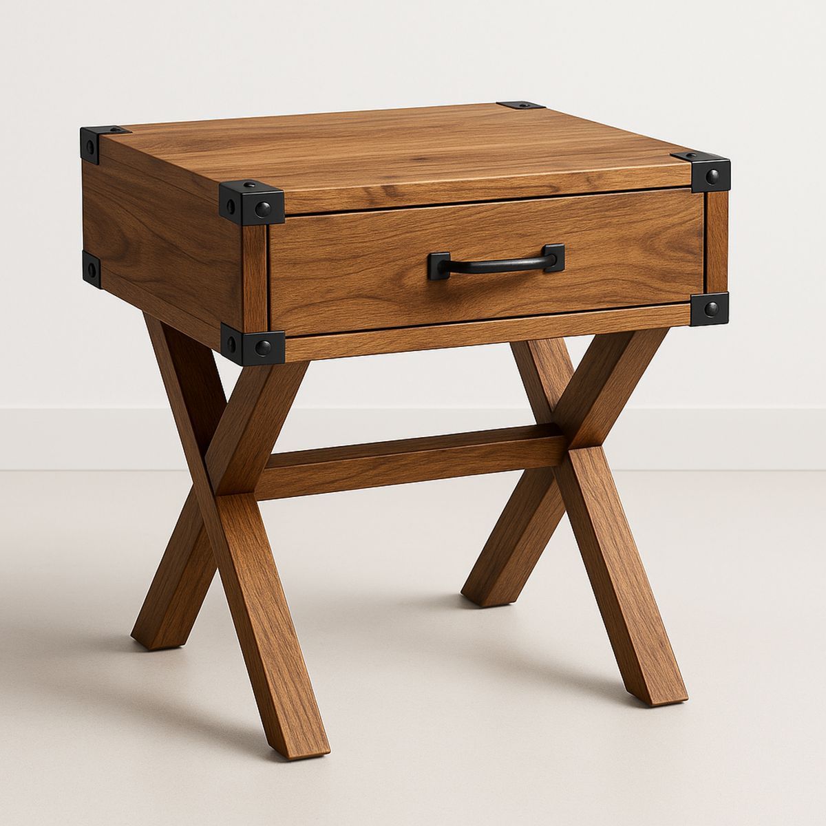 Wooden Side Table with Drawer Honey Brown-Jurilento